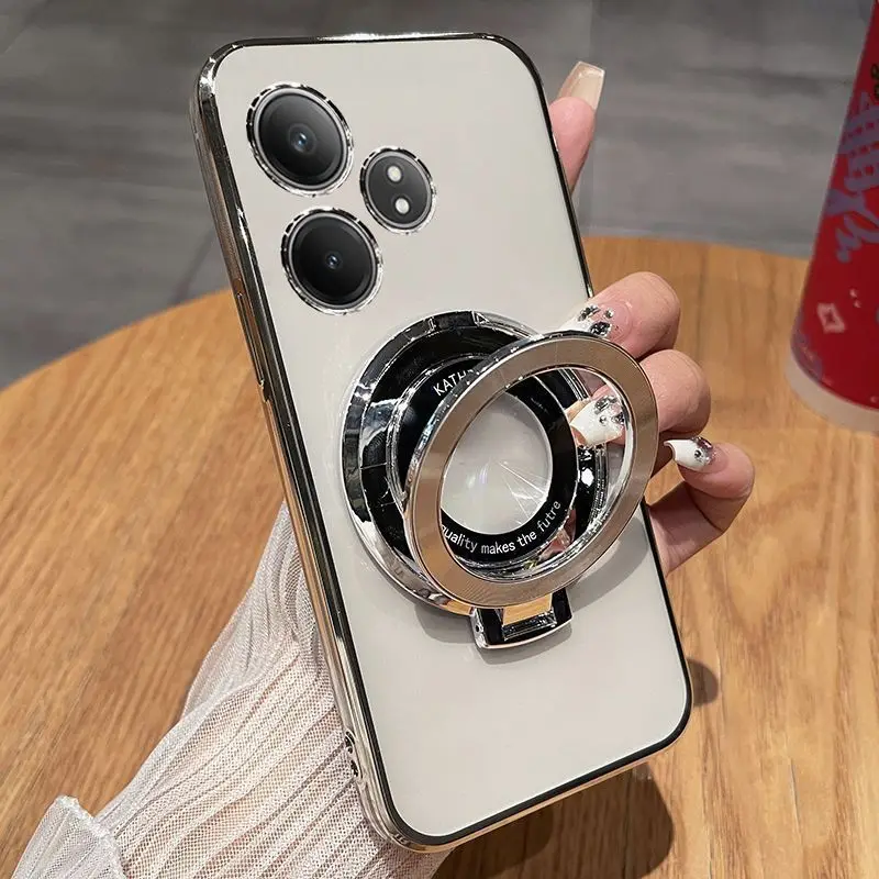 Transparent Electroplating 360° Rotating Bracket TPU Anti-Fall Case