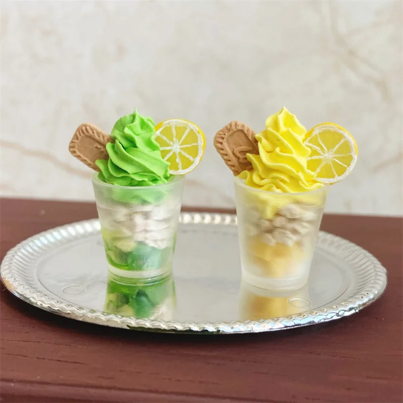 

Miniature Dollhouse Food Lemon Fruit Oatmeal Cup Mini Snack Simulation Drink Kitchen Decorative Accessories Toy