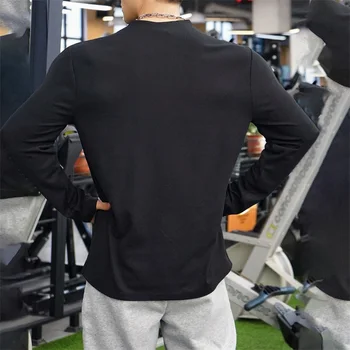 Men s  Fit Henley Shirt Solid Color Long Sleeve Button-up Round Neck Stretchy Casual Tops for Fall Streetwear Workout 4