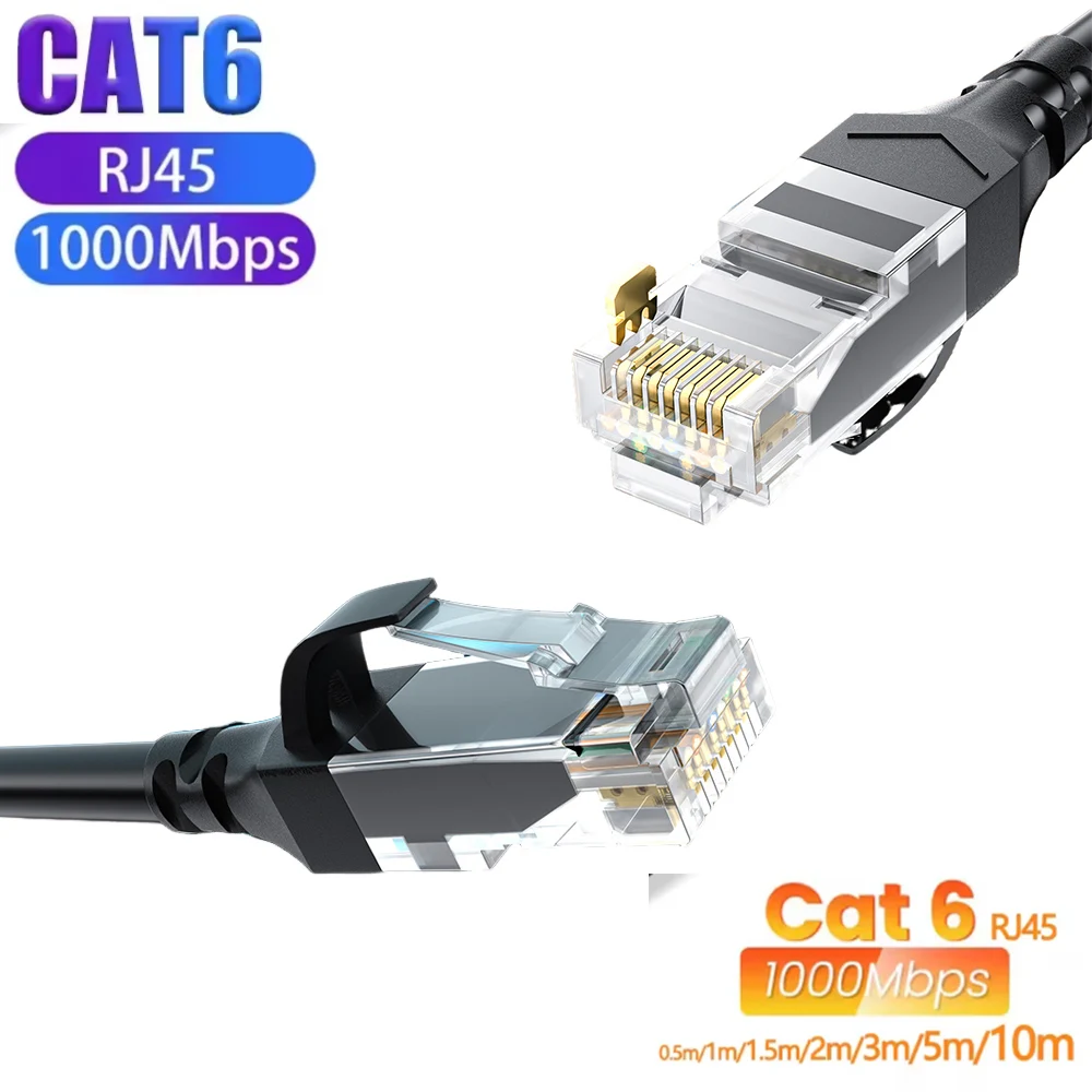 Ethernet Cable Cat6 Gigabit High Speed 1000Mbps Internet Cable RJ45 LAN ...