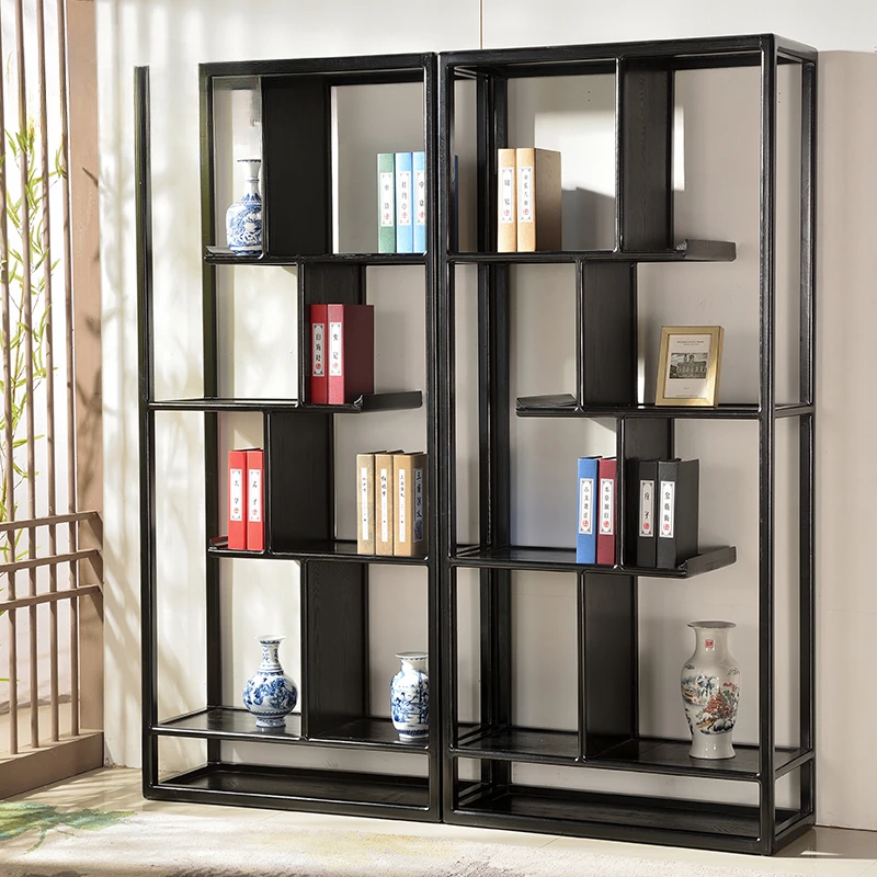 

The product can be customized.Customized Modern simple new Chinese solid wood bookshelf Bogu shelf ash decoration shelf study fu