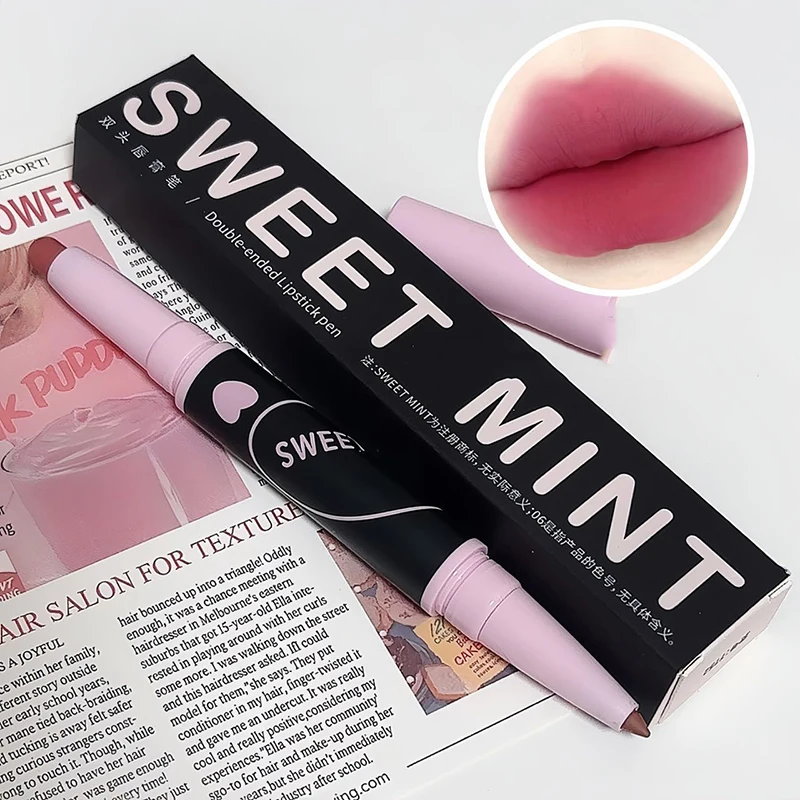 Double-end Lipliner Pencil 2 in 1 Sexy Nude Pink Red Lip Contour Matte Lipstick Waterproof Lasting Non-stick Cup Lip Tint Makeup 4