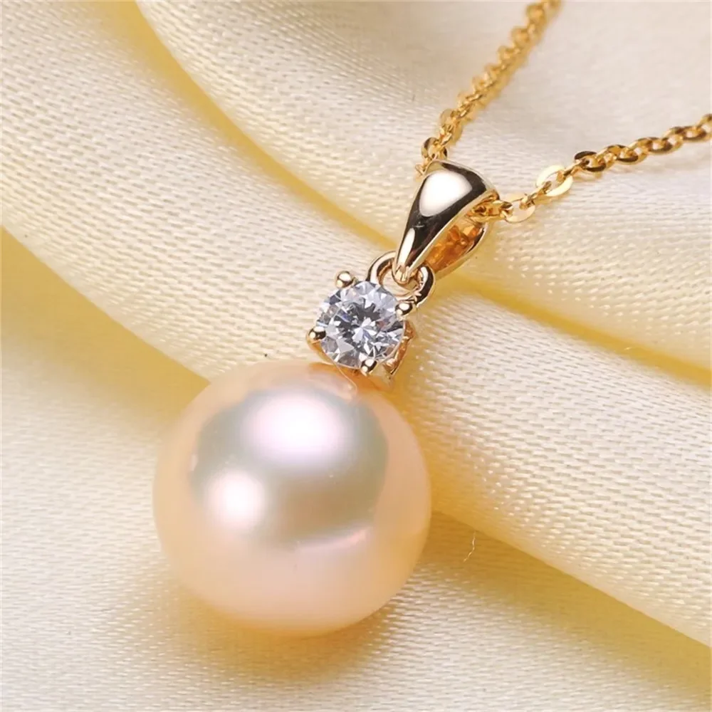 

DIY Accessory G14K Gold Pendant with Empty Holder, Exquisite Princess Style Pearl Necklace Pendant, Can Be Paired Fit 8-12mm