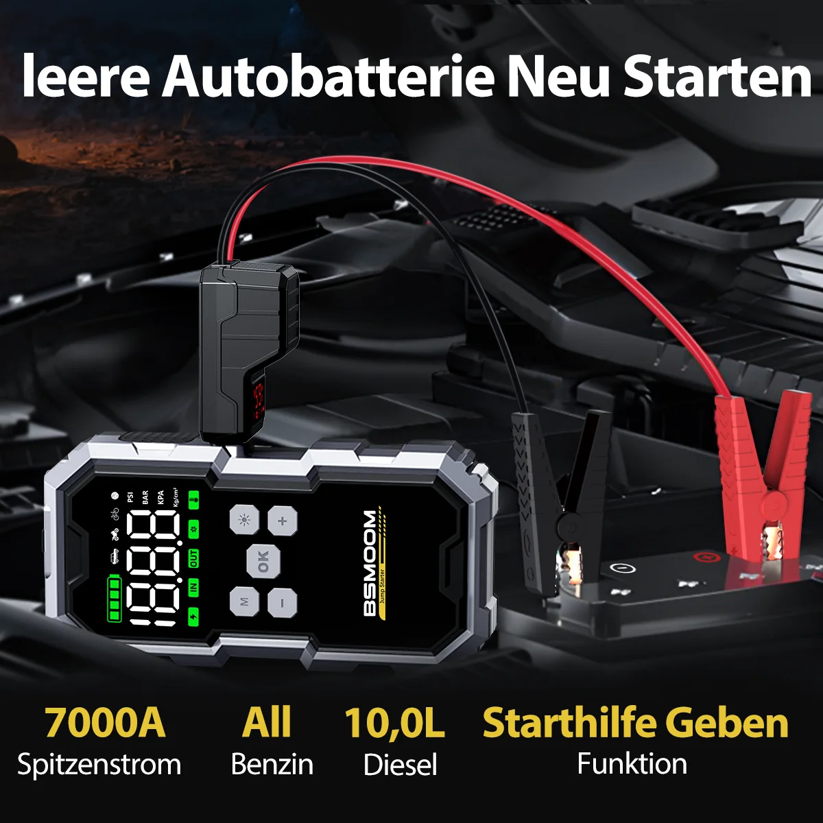 Car Jump Starter Air Pump 150PSI Tyre Compressor 7000A/6000A Starter Device 26800mAh Power bank Cars Battery Starters Starting
