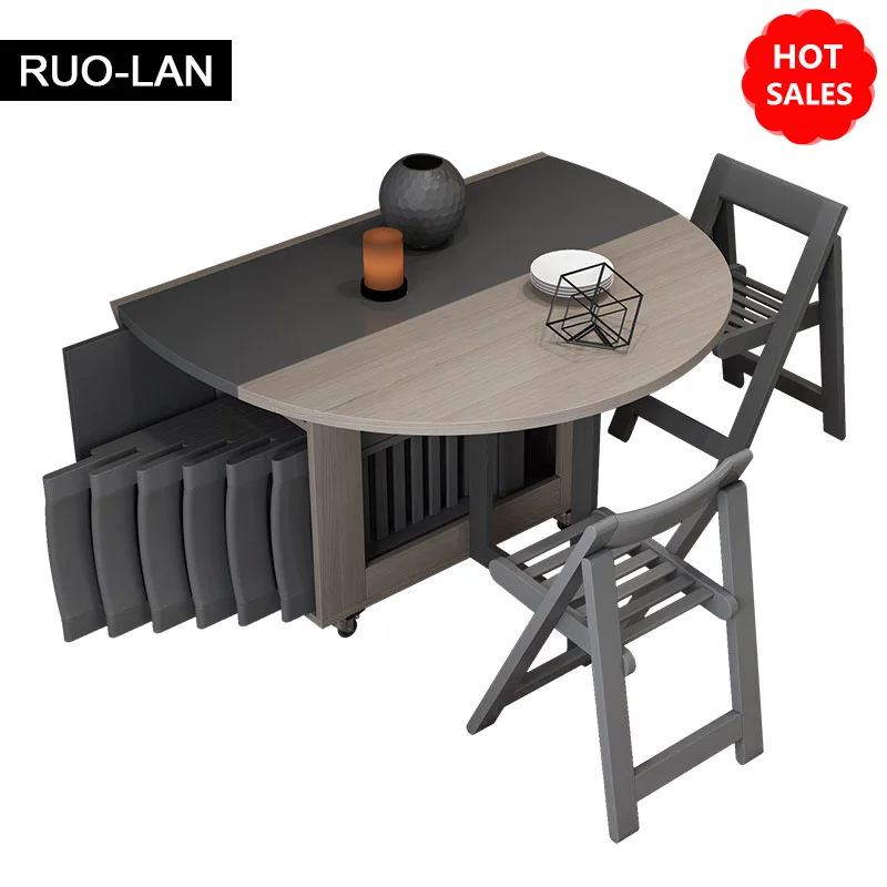 Fashion Folding Dining Table Furniture Multifunctional Round Movable