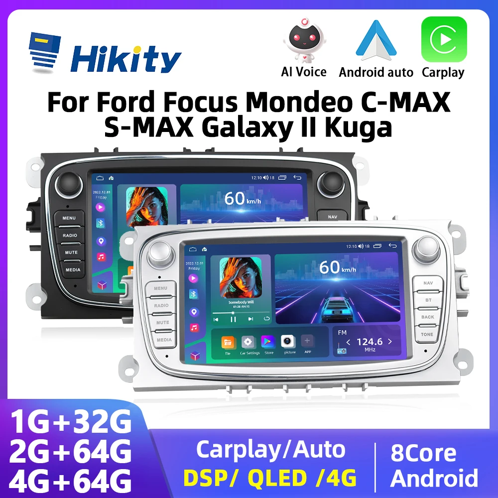 

Hikity 2 Din Car Radio Multimedia player For Ford Focus S-Max Mondeo Galaxy C-Max Carplay Autoradio GPS Navigation