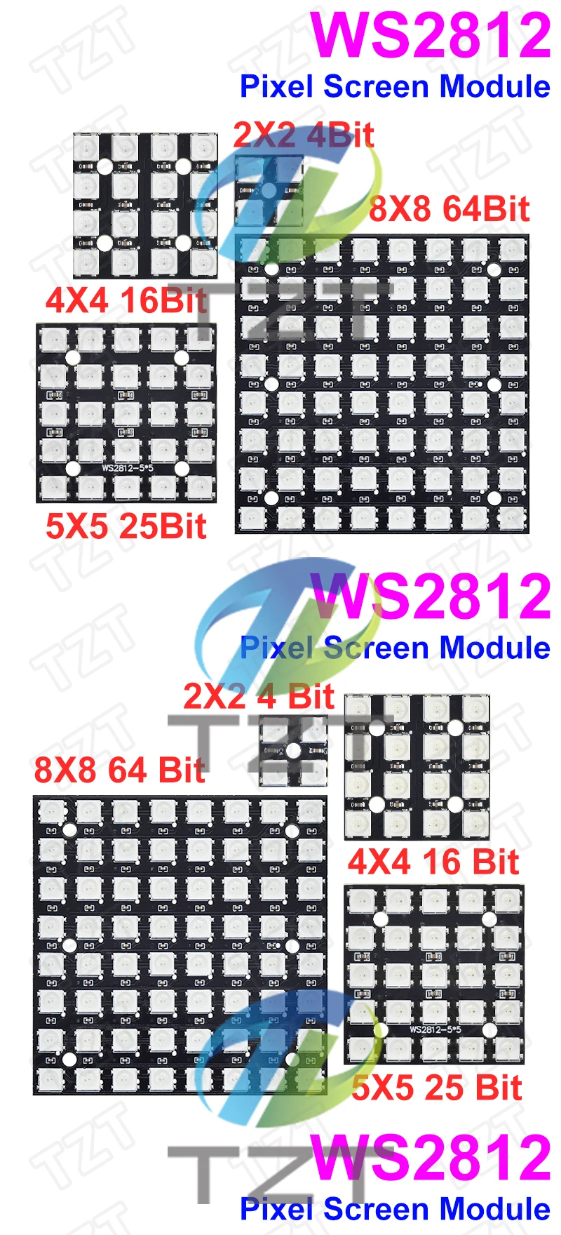 NEUE WS2812 LED 5050 RGB 8x8 LED Matrix für Arduino Marke WS2812B 8*8 4 16 25 64-Bit Voll Farbe 5050 RGB LED Lampe Panel Licht – Detail 2