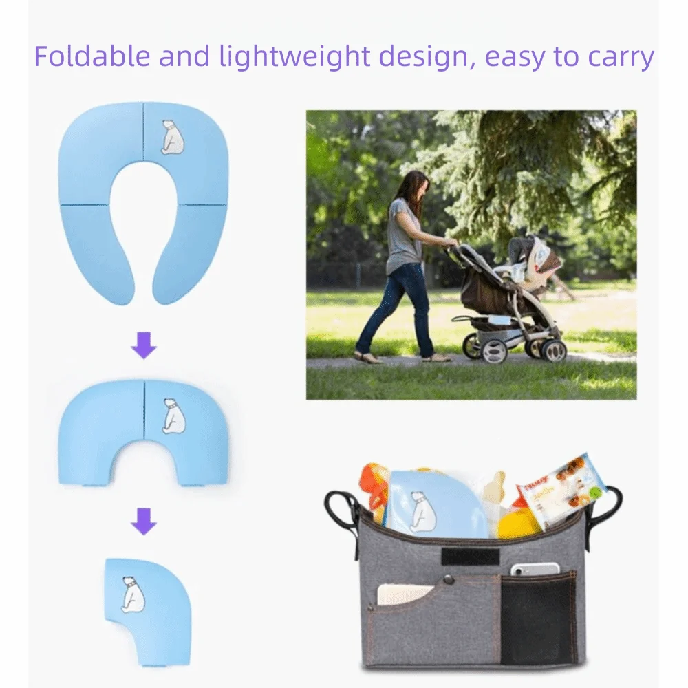Foldable Baby Travel Toilet Seat Washable Cartoon Potty Seat Cover Non-Slip Suction Cups Baby Potty Mat Public Restrooms