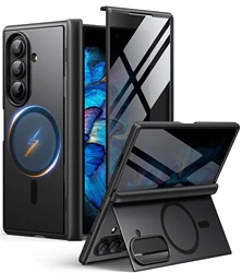 Magnetic Phone Case with Kickstand & Built - in Privacy Screen Protector - Military Grade Shockproof Protection for Galaxy Z Fold7 (Black)