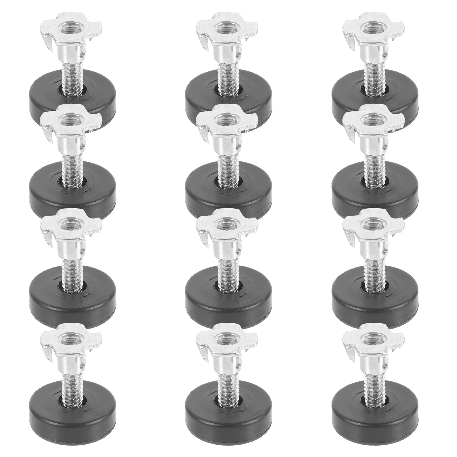 12 Pcs Adjustable Sofa Furniture Balance Feet with Square Nut Threaded for Levelers Chairs Pp Leveling Work