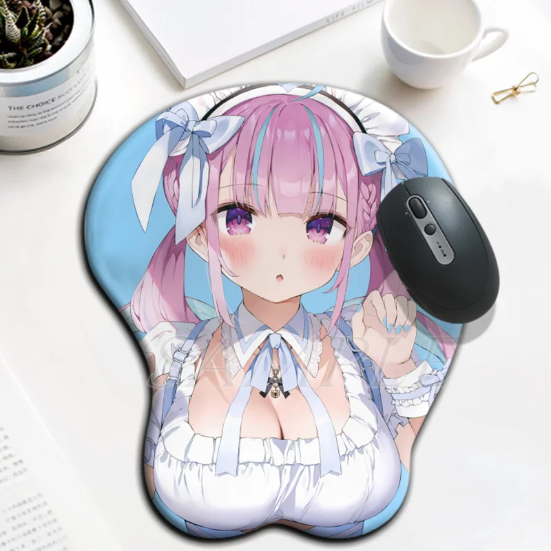 

Hololive Minato Aqua 3D Oppai Mouse Pad Kawaii Anime Gaming Mousepad with Soft Silicone Wrist Rest for Pc Gamer