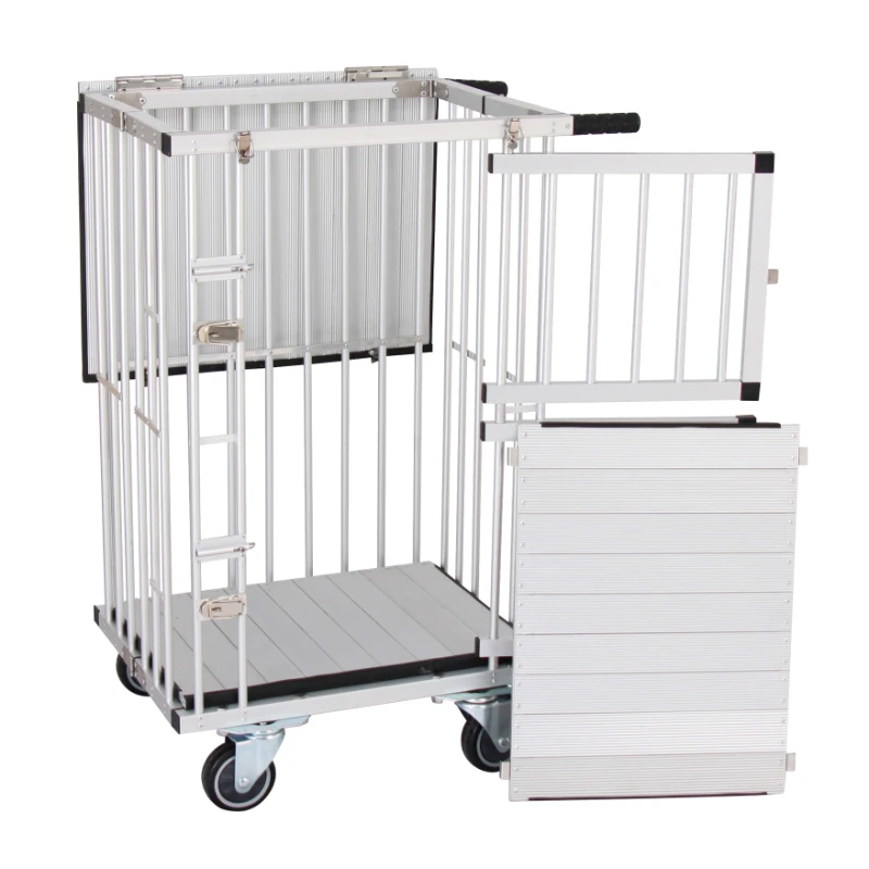 

Foldable Aluminum Dog Trolley Handled Pet Cage Carrier Supplies
