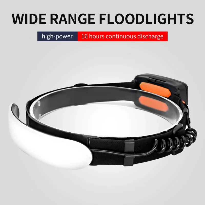 7500mAH 220° 800000LM Headlamp Portable Mini COB LED Headlight With Built-in Battery Flashlight USB Rechargeable Head Lamp Torch