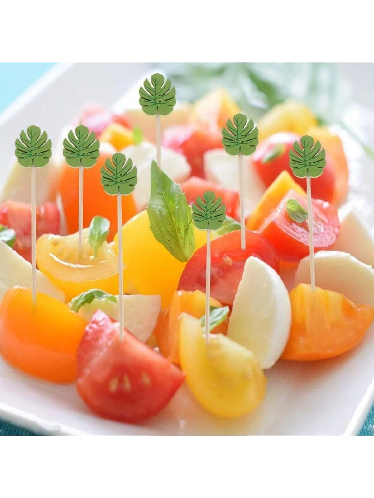 100Pcs 4.7Inch Cocktail Skewer Appetizers Toothpicks, Fruit,Wedding Toothpicks For Appetizer Decoration Party Supplies(Leaf)