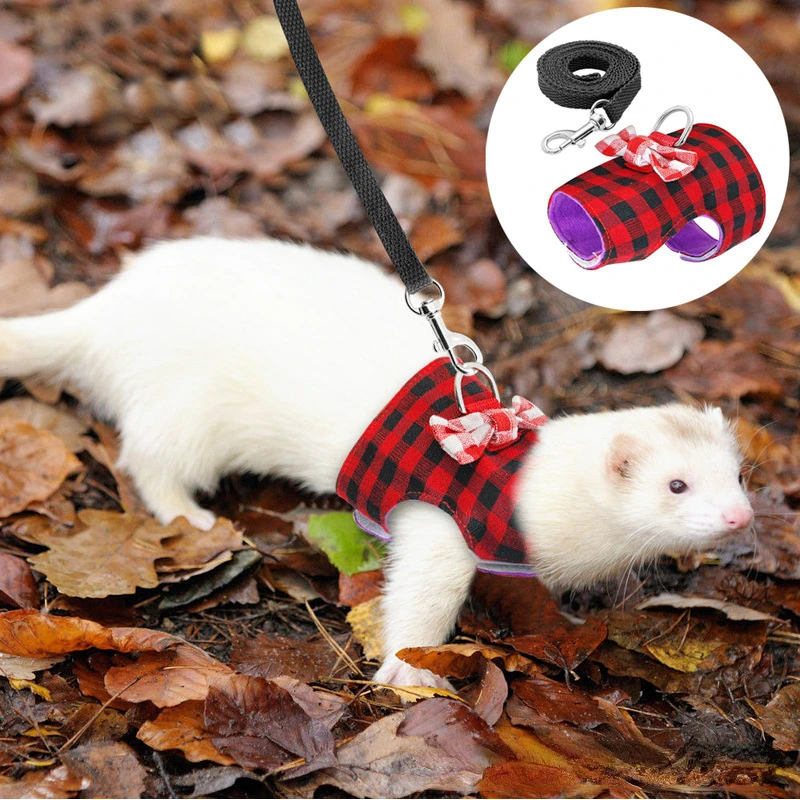 Hamster Pet Harness Rabbit Bowtie Striped Star Harness Vest Leash Traction Rope Baby Ferrets Pet Rat Bowknot Chest Strap