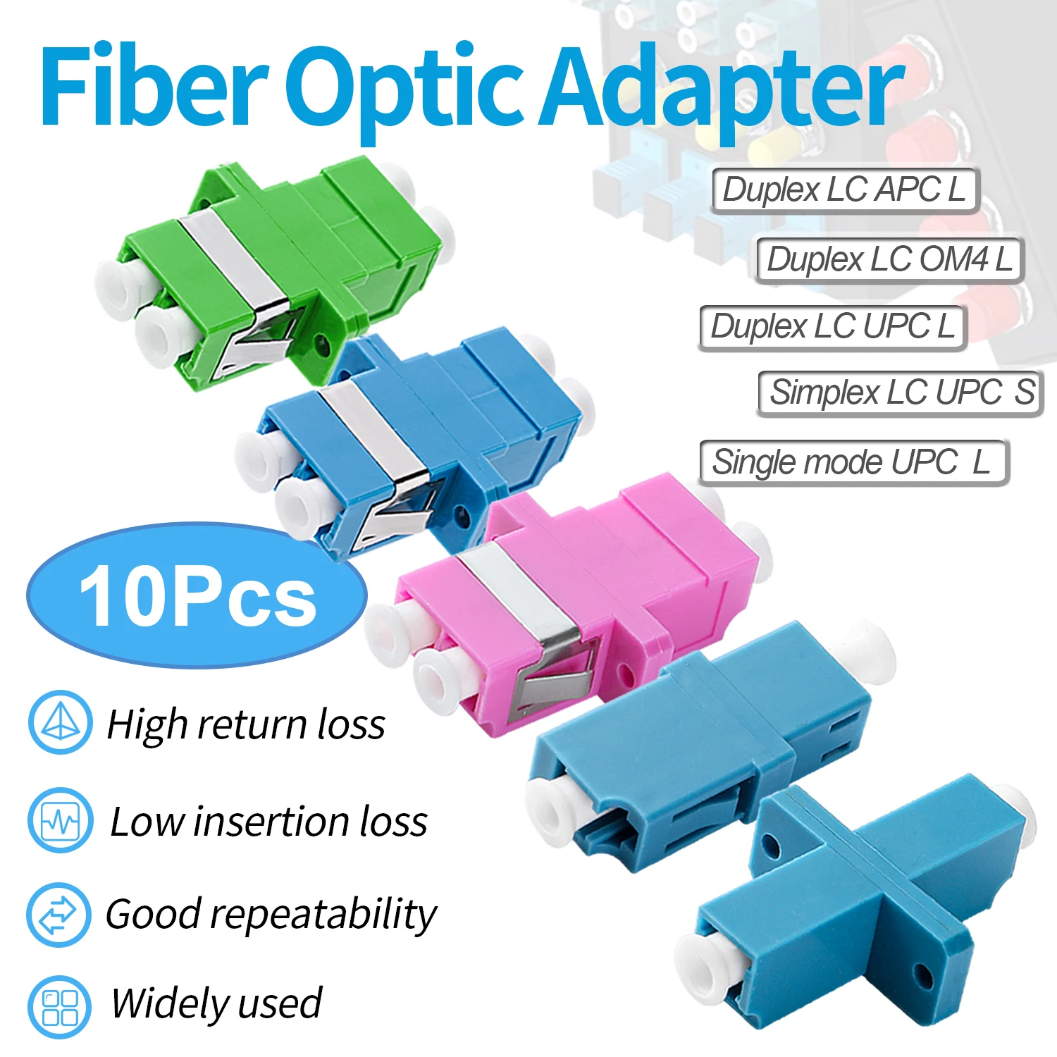 Fiber optic adapter 10 Pcs LC to LC UPC/APC/OM4 Couplers Duplex Fiber Optical Adapters Simplex Cable Connectors SM MM Fiber Flange Ftth