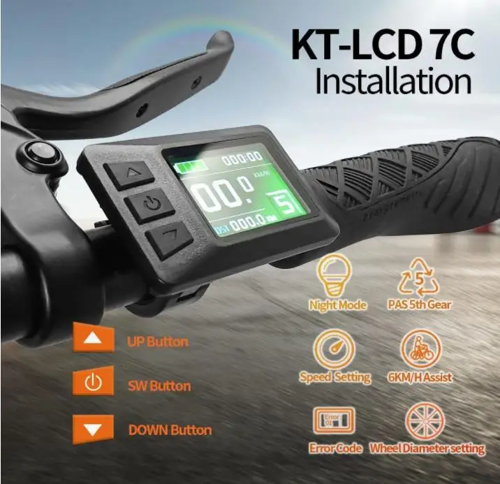 KT Ebike Kunteng Display LCD7 LCD7C Waterproof Electric Bicycle Accessories Display With USB Function