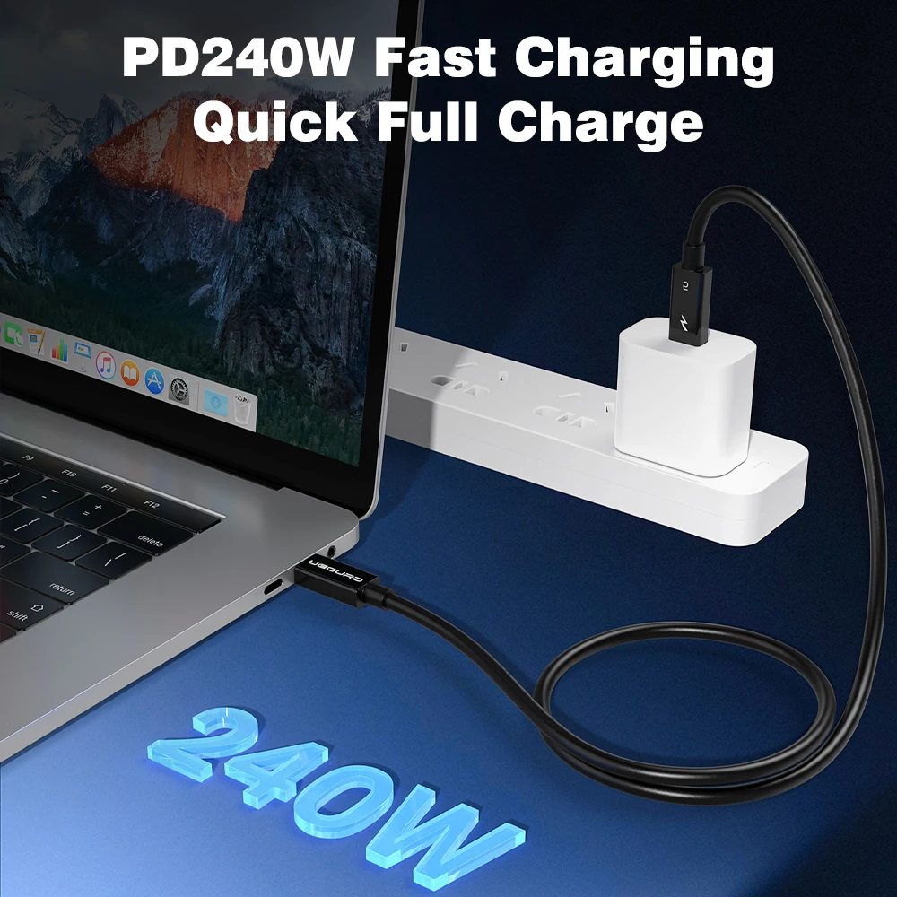 썬더볼트 5 케이블 소프트 TPE 80Gbps 타입-C USB4 V2 동축 케이블 USB-C to C 240W 16K 8K eGPU 맥 미니 SSD 아이폰 16 맥북용