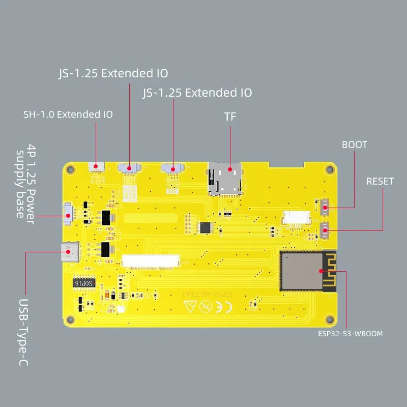 ESP32-S3 HMI 8M PSRAM 16M Flash for Arduino LVGL 4.3 Inch IPS Screen 800*480 Smart Display WiFI&Bluetooth RGB LCD TFT Module