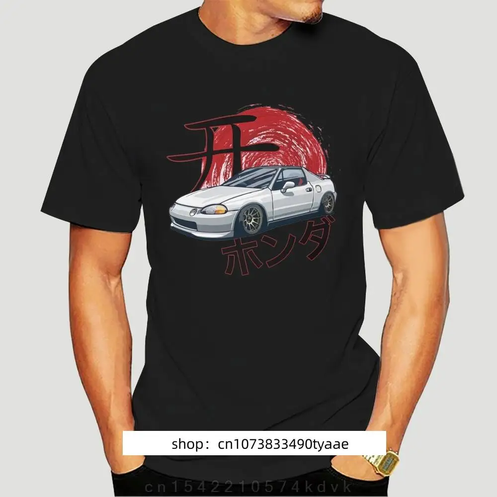 

2023 New Men Fashion Men Clothing Car Pattern Hon Crx Civic Del Sol Type Tops Tees T Shirts O-Neck Four Seasons