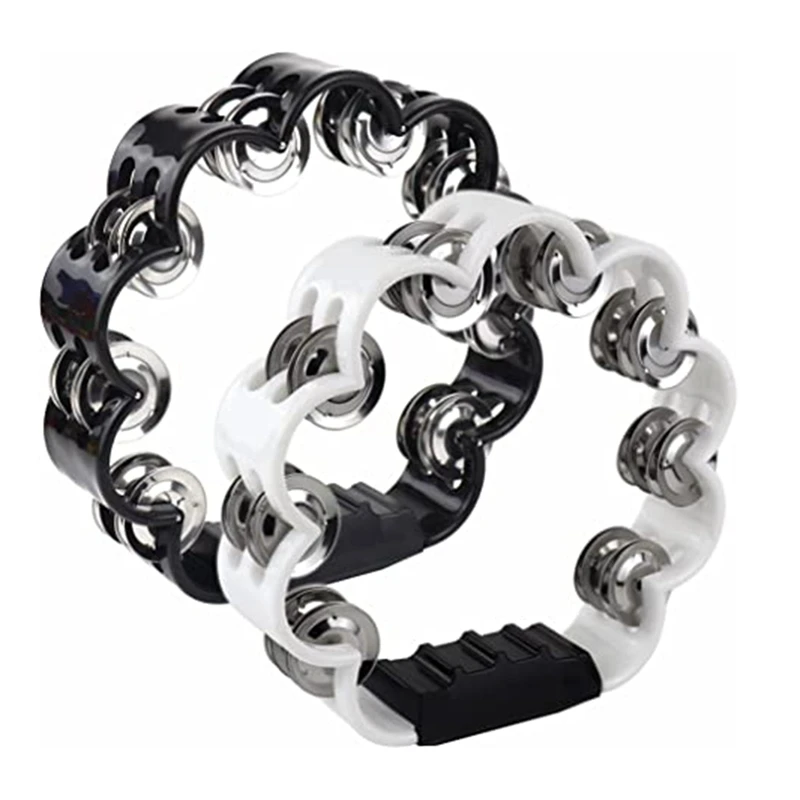 2PCS 8.5 Inch Plastic Tambourine, Flower Tambourine Percussive Tambourine Musical Instrument School Party-ABAF