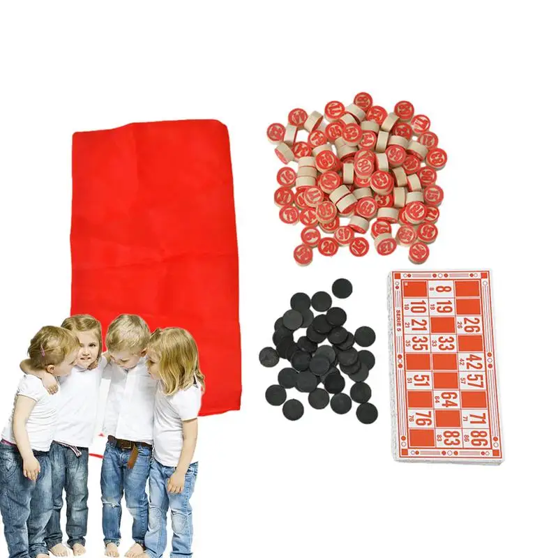 Bingo Games for Family Portable Wooden Travel Bingo Set Learning & Education Strategy Board Games Russian Toys for Birthday 2