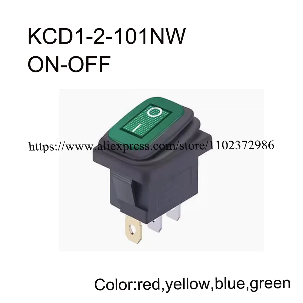 

100PCS KCD1-2-101NW ON-OFF 3 pin, 2 gears waterproof led lamp Warped power switch button small rocker switch