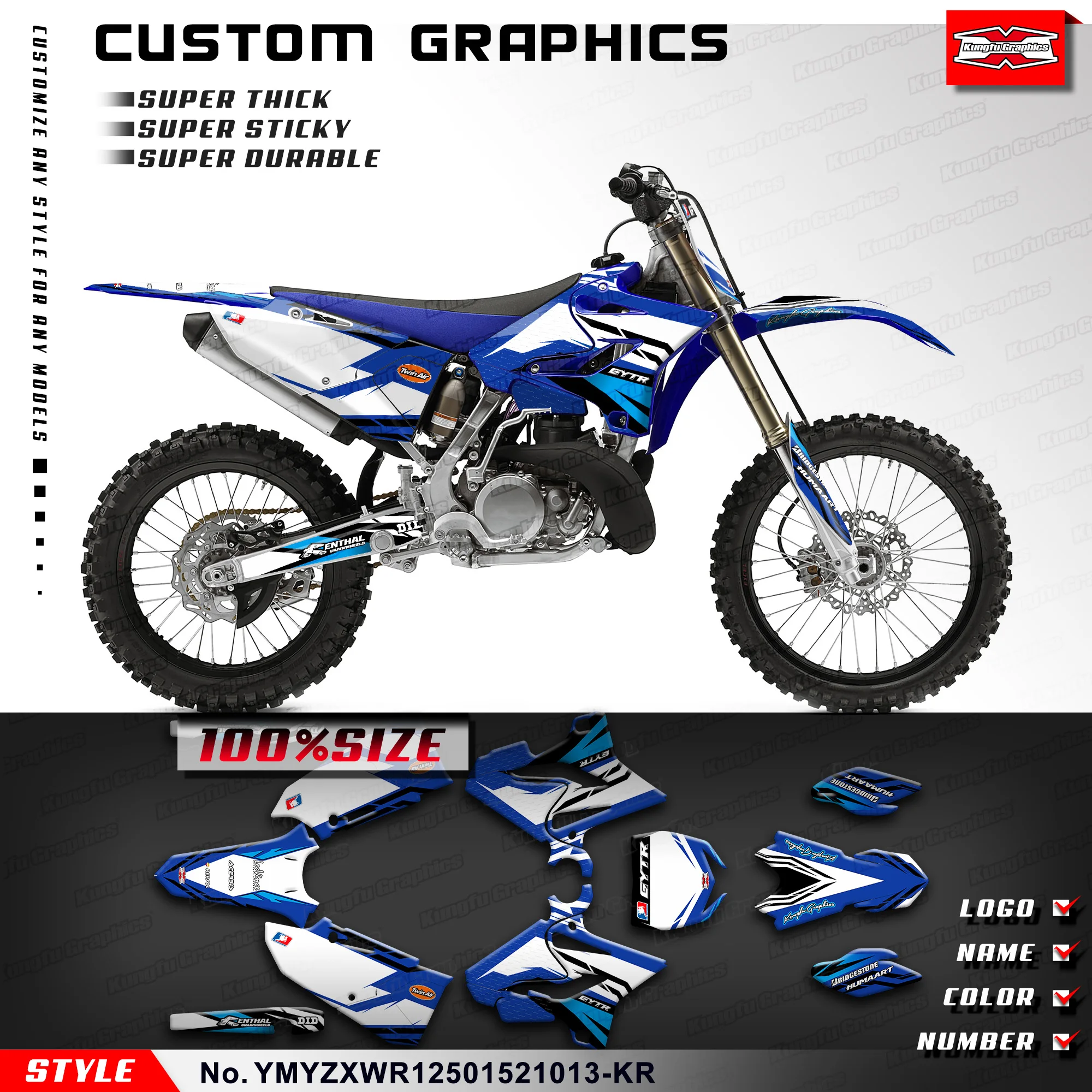 

KUNGFU GRAPHICS Aftermarket Stickers Decal Kit for Yamaha YZ125 YZ250 WR125 WR250 2015 2016 2017 2018 2019 2020 2021