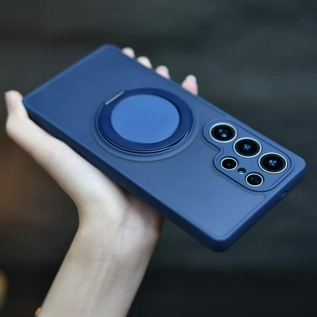 360° Rotating Stand Matte Clear Magnetic Phone Case Cover