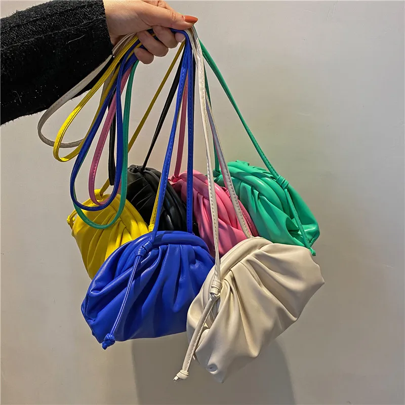 Women Minimalist Ruched Bag Pouch Dumpling Crossbody Bag Cloud Handbag Soft  Clutch Purse Shoulder Bag