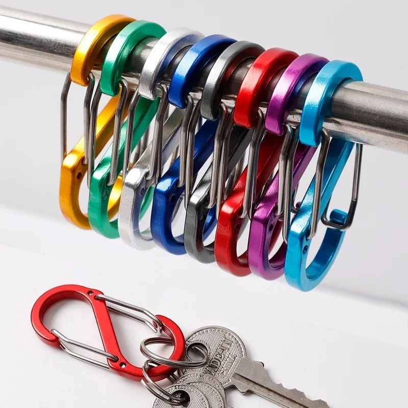 

2 Size Alloy S-Shaped Climbing Carabiner / Reversible Padlock Keychain / Multi-functional Portable and Durable Climbing Accessor