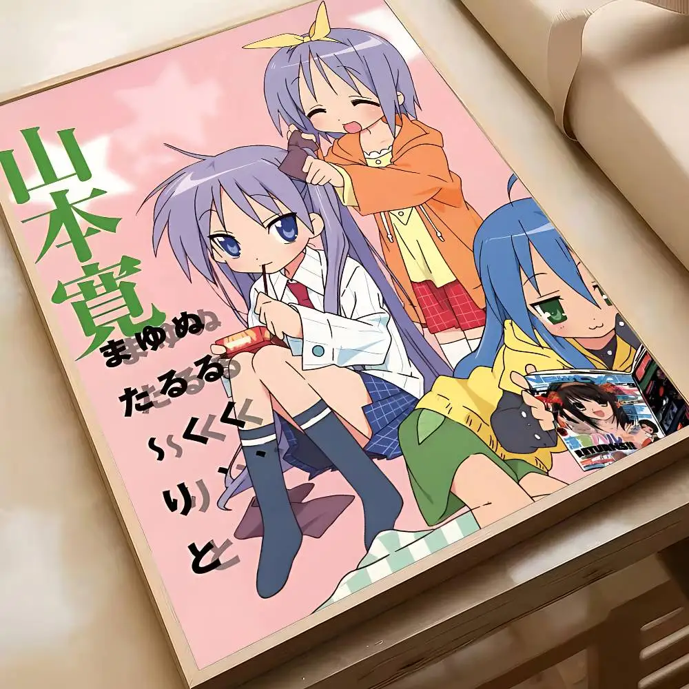 Anime Lucky Star Kawaii Selbstklebende Kunstposter Decoracion Malerei Wandkunst Weißes Kraftpapier Home Decor – Detail 17