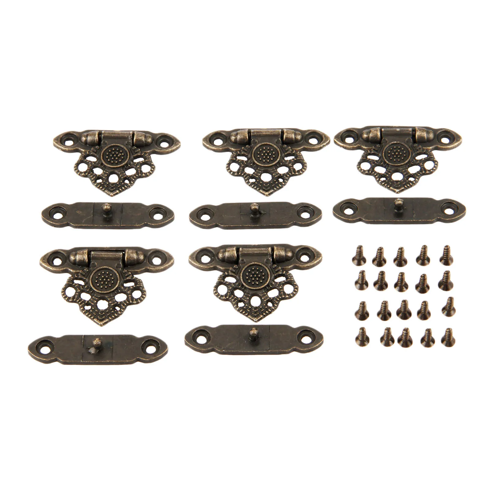 Antique Bronze Alloy Latch Hardware Decorative Jewelry Gift Wooden Box Suitcase Hasp Latch Hook With Screws 37*25MM 5Pcs DRELD