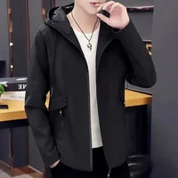 New Trench Coat Men's 2022 Solid Color Hooded Jacket Young and Middle-Aged Korean Version of Slim Jacket Casual Long Top Parkas - Image 6