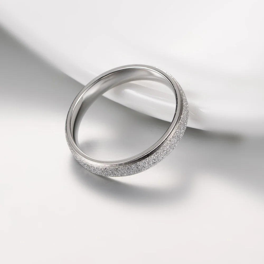 2/4/6mm  Fashion Jewelry Frosted Stainless Steel Women Rings for girls Rose Gold Color US size 4 5 6 7 8 9 3