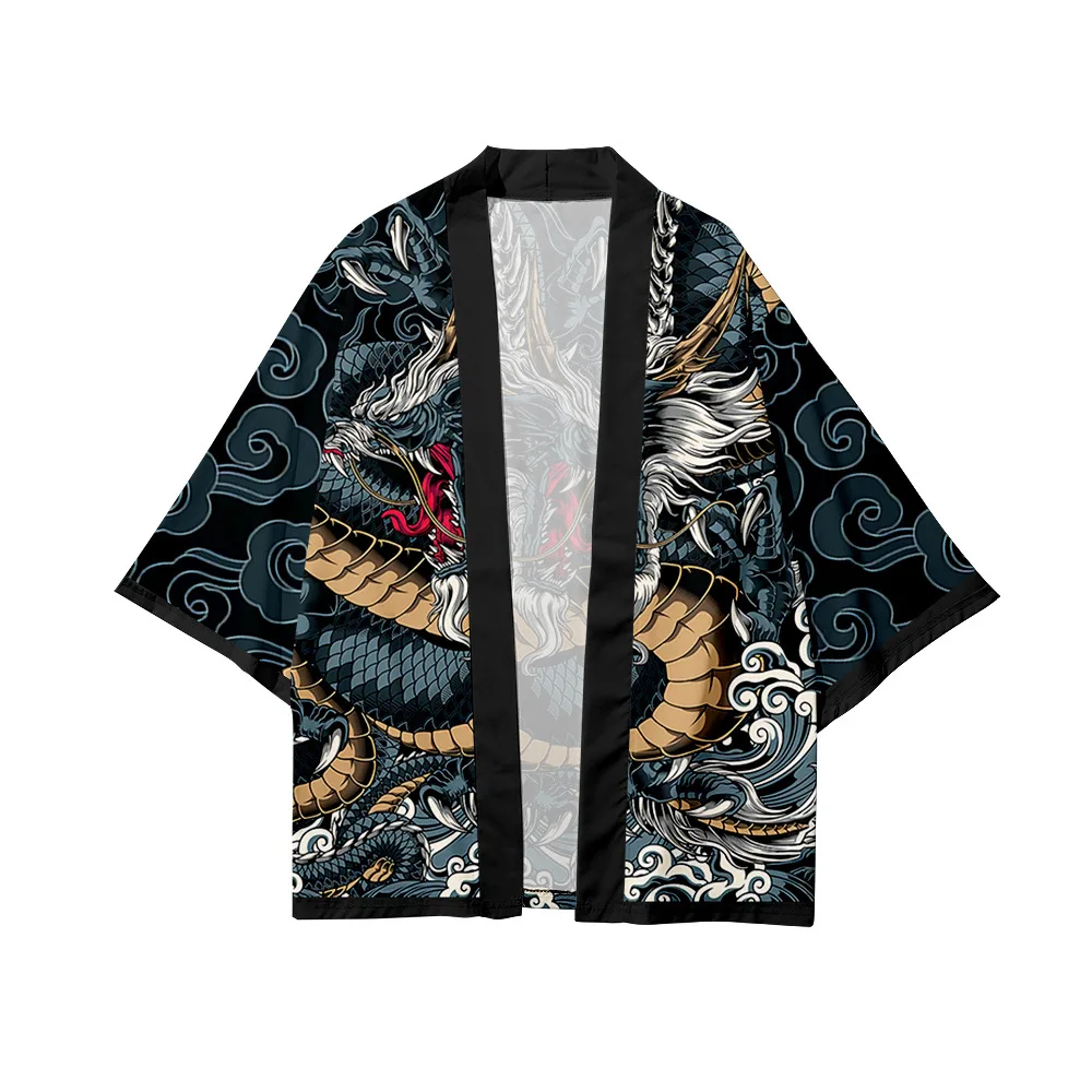 Japanese Anime Dragon Cardigan Women Men Cosplay Yukata Harajuku Print Kimono Shorts Summer Haori