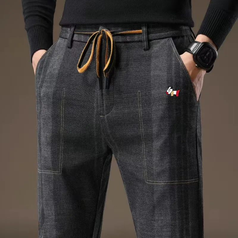 Korean Authentic Golf Pants Men Golf Wear Autumn New Casual Pants Fashion Grind Hair Lattice Sports Men Clothes