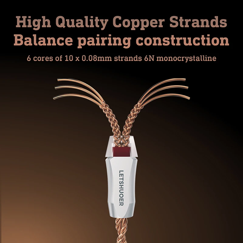 Letshuoer-Nebula 6コア6n単結晶銅iemケーブル、hifiオーディオ交換