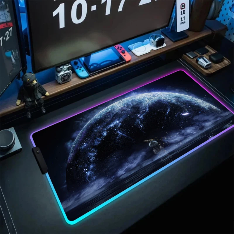 

RGB E-elden Dazzling Cool Mouse Pad Anime Table Mat Office accessories Backlit Gamin Playmats Large Carpets LED Gaming Mousepad