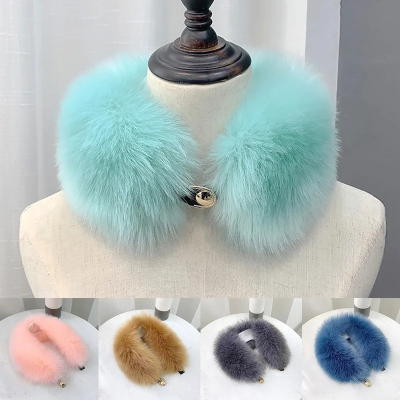 

New Fluffy Imitation Fox Fur Collar Scarf for Women Winter Thicken Warm Neck Protection Shawl Plush Fake Fur Scarf Jacket Collar