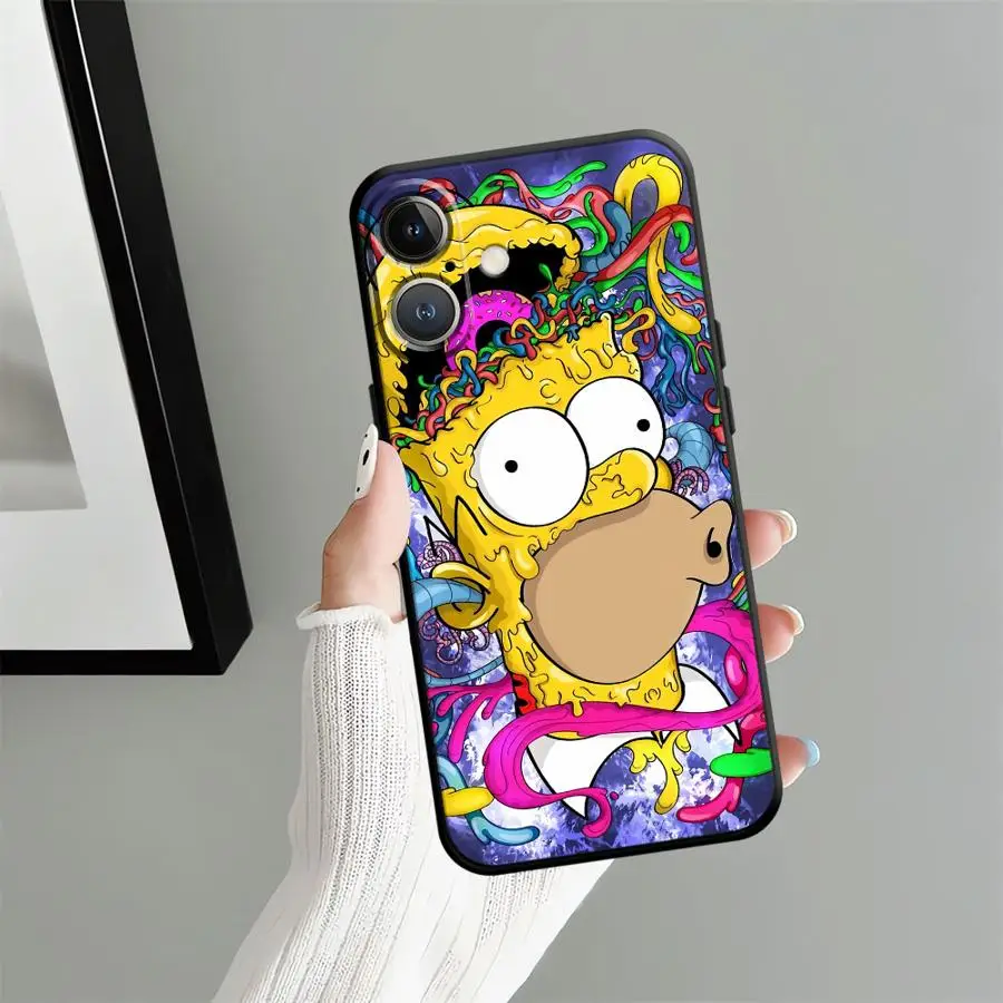 Black Soft Phone Cover with Funny Homer Simpson Design