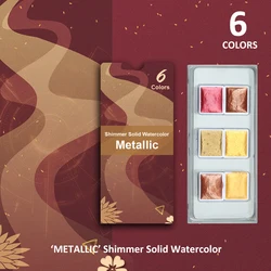 Seamiart Metallic Glitter Watercolor Paint Set for Artists and Art Supplies (6pcs Metallic)