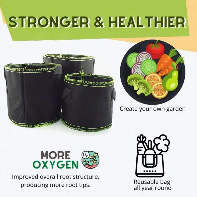 

1 3 5 10 gal gallon vegetable plant flower fabric potato grow pots nursery bags for tree jardim planter growing supplies tool b