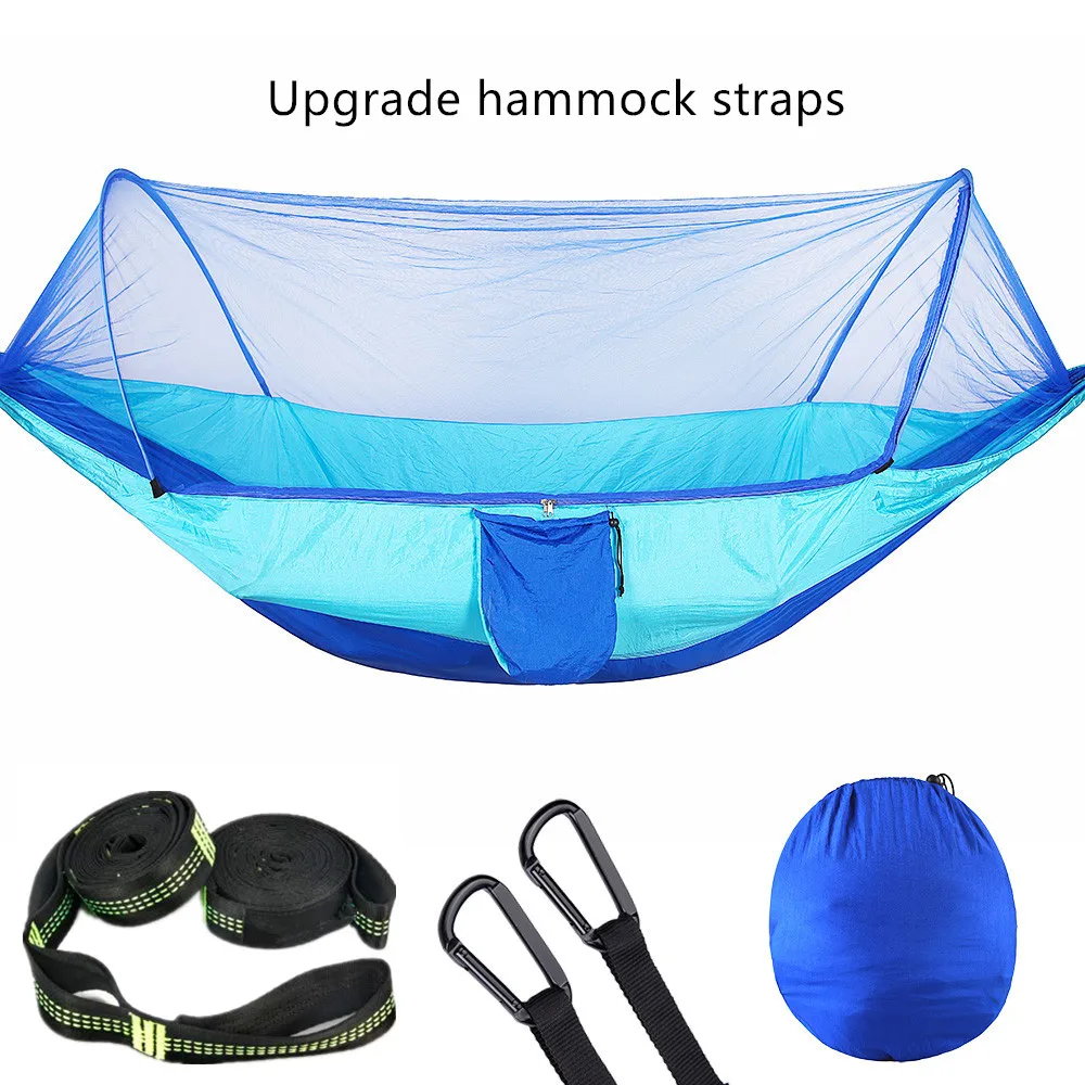 2022 Camping Hammock with Mosquito Net Pop-Up Light Portable Outdoor Parachute Hammocks Swing Sleeping Hammock Camping Stuff 