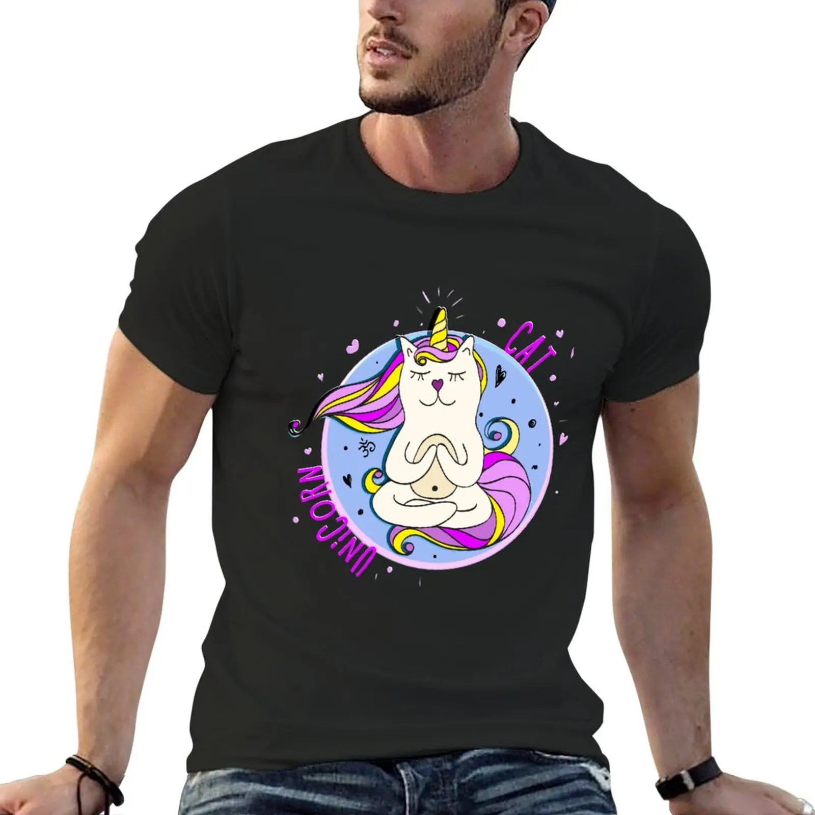 

New Yoga Cat Unicorn Narwal Rainbow Shirt T-Shirt vintage t shirt summer top black t shirts men t shirts