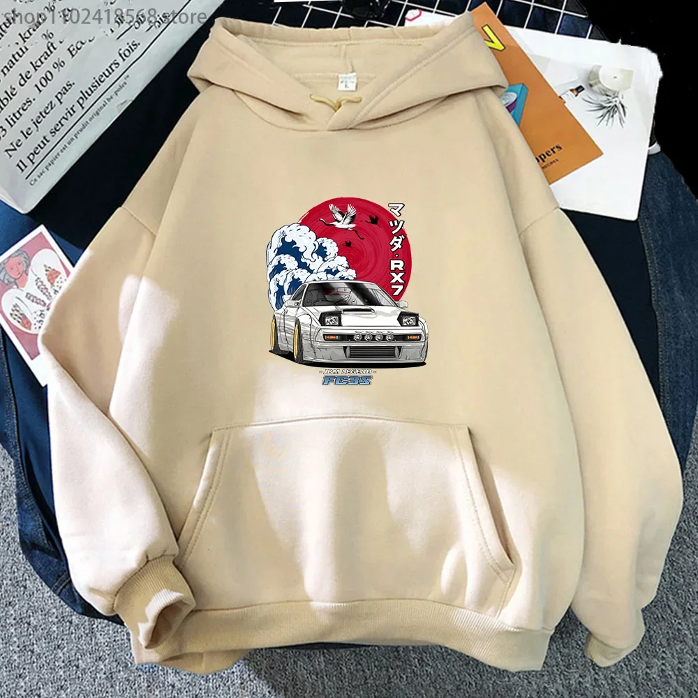 Initial D Hoodie Men Long Sleeve Streetwear for Nippon JDM Mazda RX-7 Turbo Crewneck Sweatshirts Tops Y2k Women Hoody Oversized