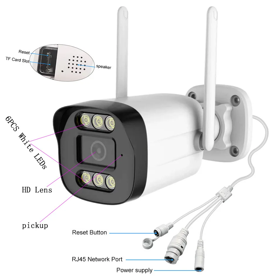 3MP 1296P Eseecloud APP Full Color Wireless WIFI IP Bullet Camera AI Humanoid Detection Home Security CCTV Monitor 5