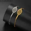 VASSAGO Tennis Racket Bracelet Dainty Adjustable Tennis Racket Charm Layering Sport Bangle Bracelet Lover Jewelry Tennis Gifts 2