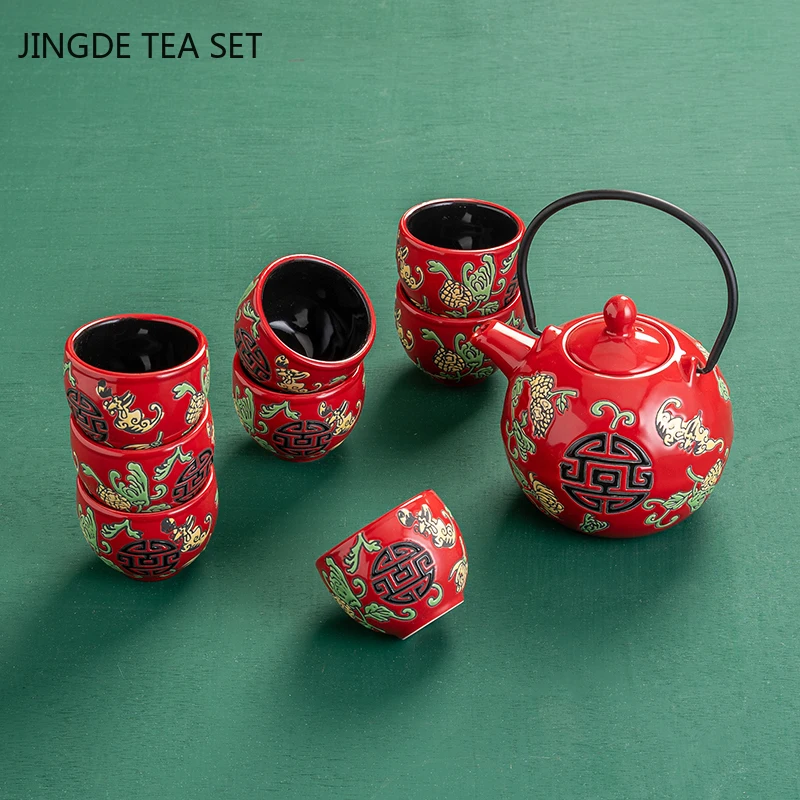 Household Ceramics Tea Pot Set Teacup Teapot Tea Ceremony Supplies Boutique Handmade Sets Wedding Gifts
