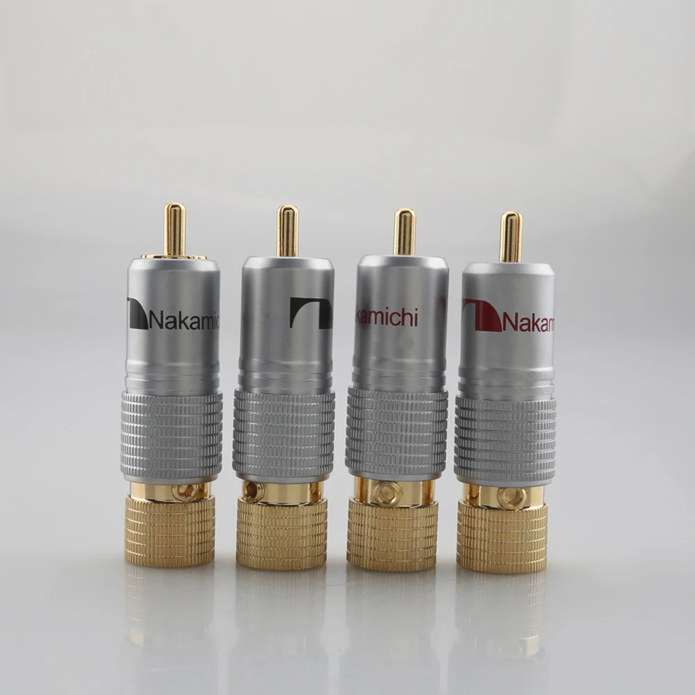 

4PCS/8PCS Nakamichi RCA Plug Audio Cable Connector 24K Glod Plated RCA Male Plug Connector
